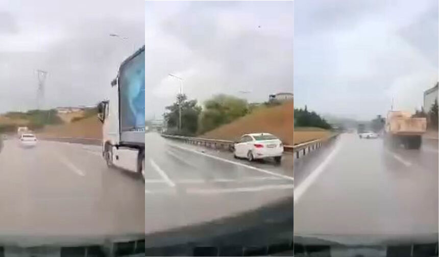 Bursa'da yağışlı havada hız yaptı, bariyerlere çarptı