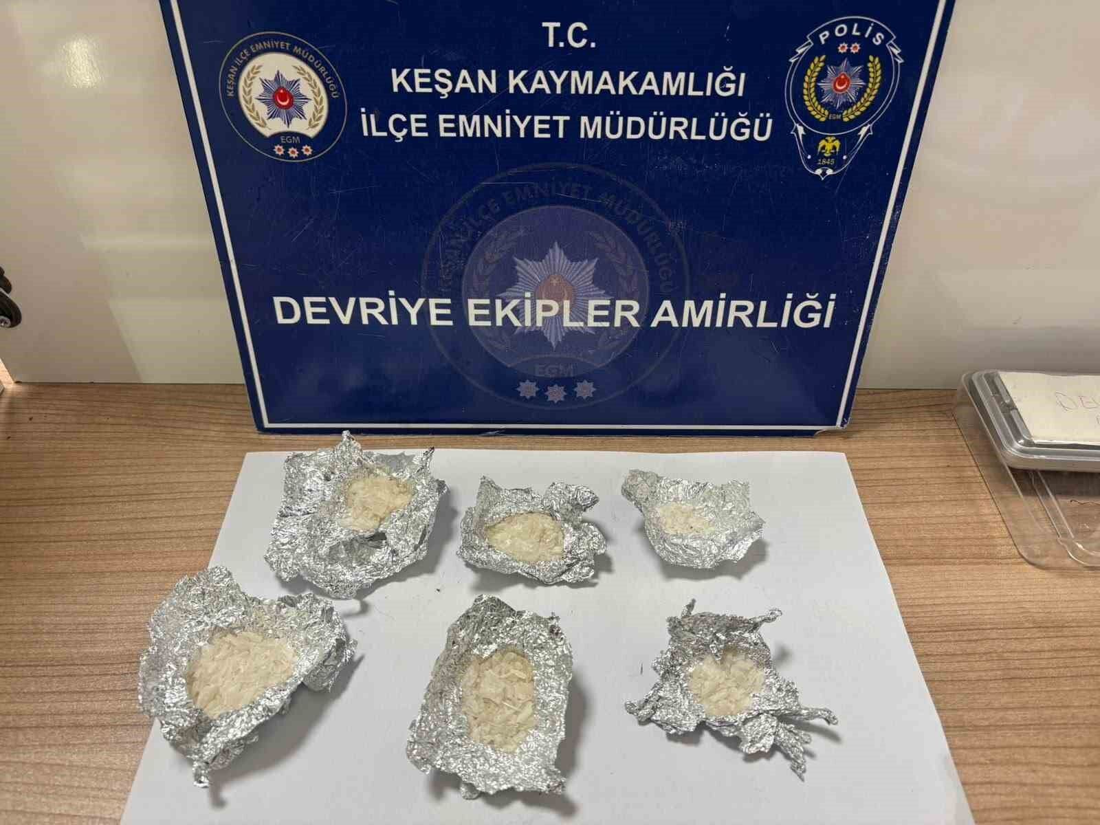 Keşan'da 22,96 gram metamfetamin ele geçirildi