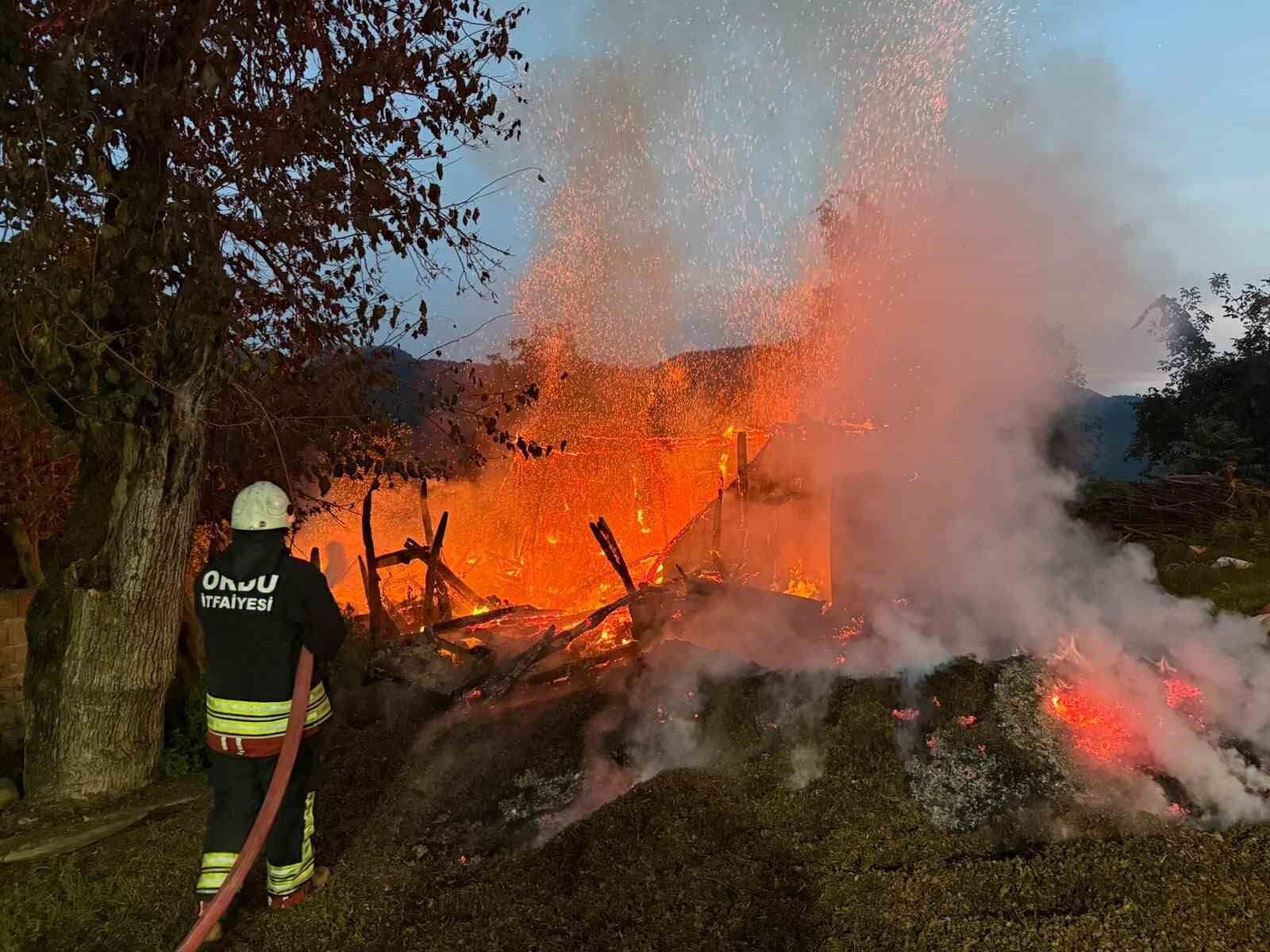 Ordu'da metruk evde yangın
