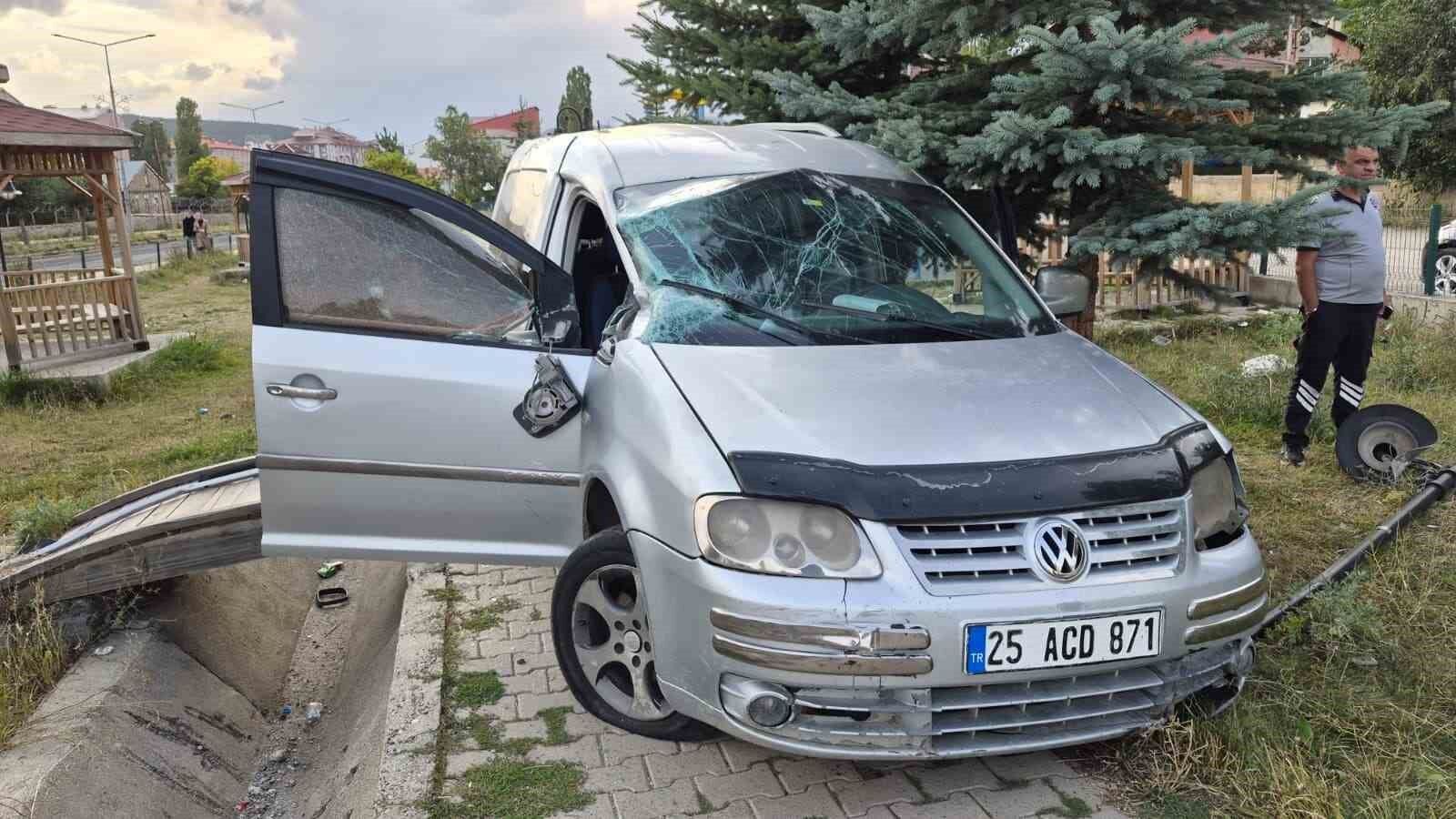 Sarıkamış'ta hafif ticari araç şarampole devrildi: 2 yaralı