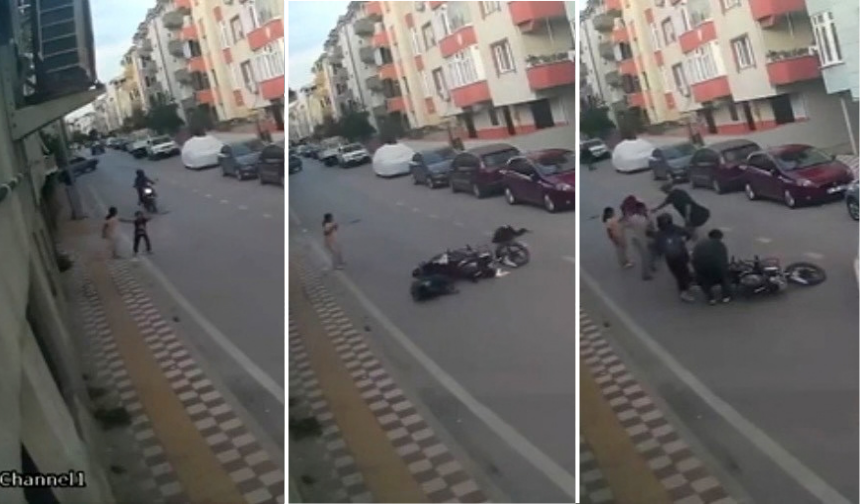 Bursa'da yürekleri ağza getiren an! Çocuğa motosiklet çarptı