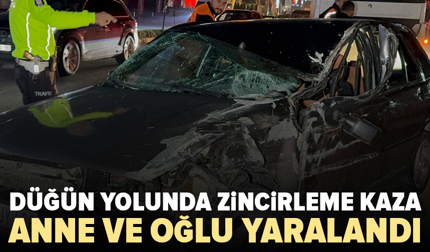 Düğüne giderken zincirleme kaza: 2 yaralı
