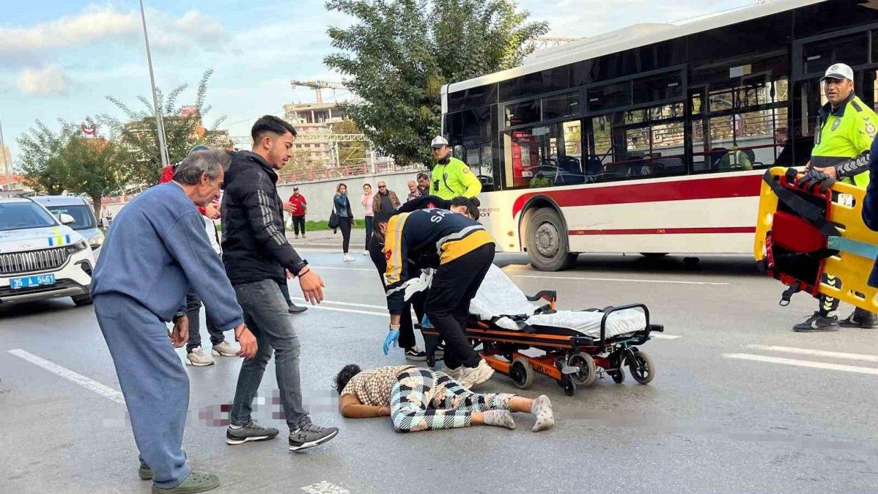 Belediye otobüsünün çarptığı kadın ağır yaralandı