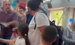 Marmaray'da çocuklarının yanında babaya yumruk