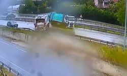 E-5 Karayolunda kayganlaşan yolda facianın eşiğinden dönüldü