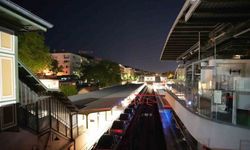 Marmaray hattından geçen araçların gece yolculuğu havadan görüntülendi