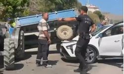 Bursa'da otomobil traktöre arkadan çarptı