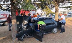 Kontrolden çıkan Tofaş orta refüjdeki ağaca çarptı: 1 yaralı