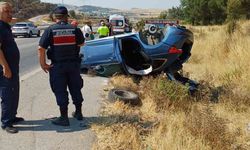 Balıkesir’de otomobil kaza sonrası ters döndü; 1 yaralı