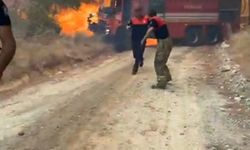 Çanakkale’deki orman yangınında bir itfaiye aracı yandı