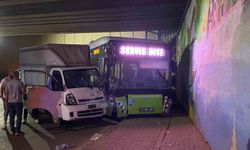 Halk otobüsü ile kamyonet çarpıştı: 2 yaralı