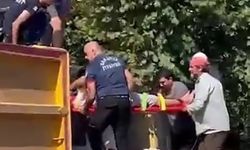 Kontrolden çıkan hafriyat kamyonu devrildi