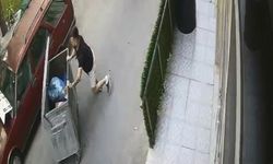 Rampadan kayan çöp konteynerini araçla çarpmadan son anda durdurdu