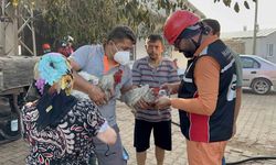 Saçaklı köyünde evi ve damı yanan kadının dumandan etkilenen tavuklarının yardımına ekipler ve gönüllüler koştu