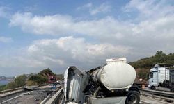 Tanker bariyerlere girip makasladı, ardından alev aldı