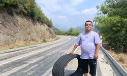 Yoldaki kamyon lastiğine çarpma anı saniye saniye görüntülendi
