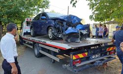 Zonguldak’ta direksiyon hakimiyetini kaybeden otomobil ağaca çarptı