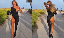 Fransız modelin olay yaratan plaj kıyafeti sosyal medyayı salladı