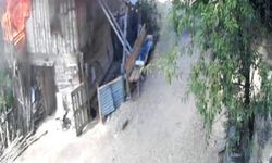 Ahşap evde başlayıp ormanlık alana sıçrayan yangının güvenlik kamerası görüntüleri ortaya çıktı