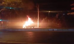 Alev topuna dönen otomobil kullanılamaz hale geldi