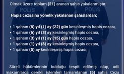 Bingöl’de aranan 21 şüpheli yakalandı