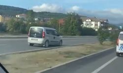 Bolu’nun Mengen ilçesinde ters şeritte tehlikeli yolculuk