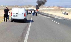 Çayırhan-Nallıhan yolu üzerinde kaza yapan araç yandı