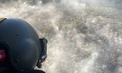 Diyarbakır’da aynı bölgede tekrar çıkan orman yangınına helikopterle müdahale edildi