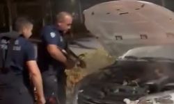 Elazığ’da seyir halindeki otomobil alev aldı