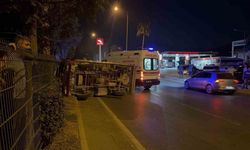 Gazipaşa’da devrilen kamyonetin sürücüsü ve eşi yaralandı