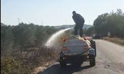 Kırkağaç’ta motosiklet alev aldı, yangın otluk alana sıçradı