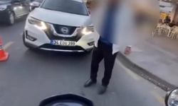 Ters yöne girip motorcunun üstüne sürdü: Tekirdağ’da otomobil sürücüyle motorcu arasında tartışma saniye saniye kameralara yansıdı