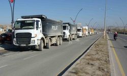 Malatya’da hafriyat kamyonu sürücülerinden ceza protestosu