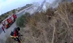 Adana-Mersin otoyolunda kontrolden çıkan otomobil alev aldı