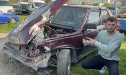 Kamyonun çarpıp kaçtığı kazada genç sürücü yaralandı: Kaza anı güvenlik kamerasında