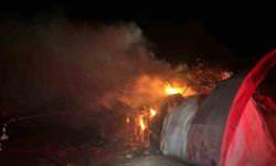 Kulu’da bahçedeki saman balyaları alev alev yandı