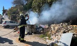 Menteşe’de çöp konteynerinde yangın paniği