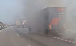 Tokat’ta tır sürücüsünün hızlı müdahalesi muhtemel faciayı önledi