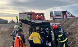 Yoldan çıkan otomobil tarlaya uçtu; 2 yaralı