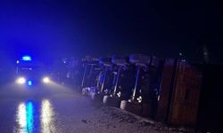 Bilecik’te devrilen tırın sürücüsü yaralandı
