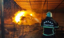 Defne’de samanlık yangını