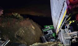 Manavgat'ta şarampole devrilen tırın sürücüsü ağır yaralandı