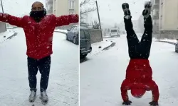 Samsun'da yağan karda 20 taklalık sevinç