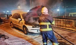 Araç yangını kısa sürede söndürüldü