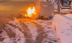 Çöp konteynırı yanına bırakılan eşyalar alev aldı