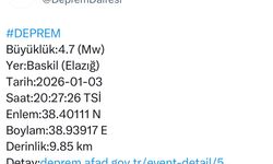 Elazığ'da 4.7 büyüklüğünde deprem