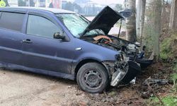 İnegöl'de kontrolden çıkan otomobil kaldırıma ve ağaca çarptı: 2 yaralı