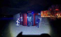 Köpeğe çarpmamak için manevra yaptı, tır şarampole devrildi: 1 yaralı