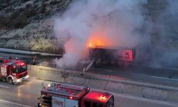 Kütahya'da seyir halindeki tır alevlere teslim oldu