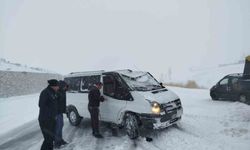 Van'da yoldan çıkan minibus kara saplandı